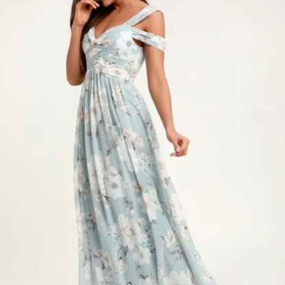 Lulus Dresses & Skirts - Make Me Move Light Blue Floral Print Maxi Dress